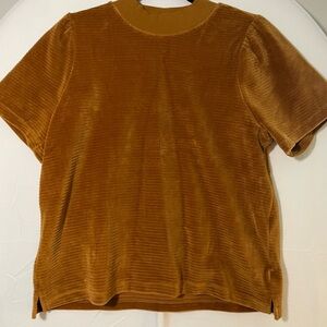 (SOLD) Madewell Womens Velour Corduroy Mockneck Gold Top Medium $75